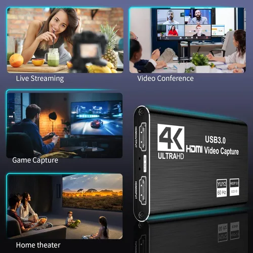 Miniatura 8 de XIIXMASK Tarjeta de captura de video, tarjeta de captura de audio y video, tarjeta de captura USB 3.0 4K HDMI Loop-Out, 1080P 60FPS/2K 30FPS captura