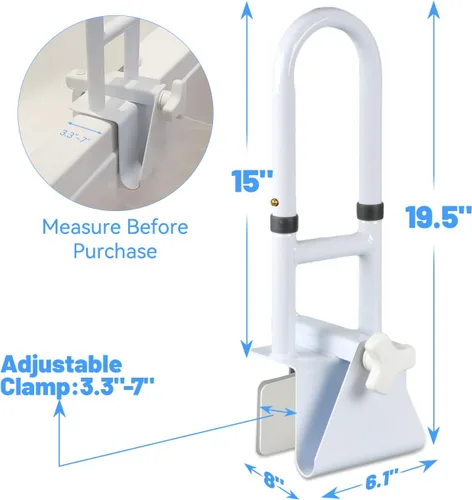 Miniatura 3 de Barras de agarre para bañera para personas mayores, barra de agarre para soporte de baño de ancianos, riel de seguridad de la bañera, abrazadera