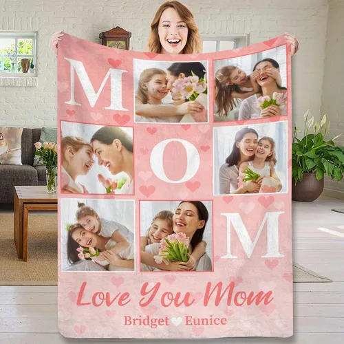 Miniatura 24 de Regalos de novia para San Valentín, collages de fotos personalizados en mantas, regalos de cumpleaños para mamá, novia, esposa, manta suave