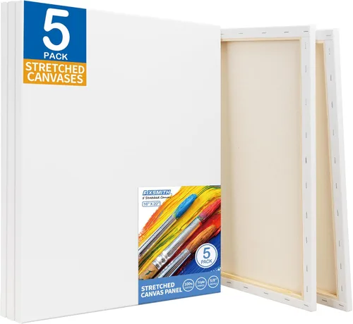 Miniatura 38 de FIXSMITH Lienzo blanco estirado de 12 x 16 pulgadas, paquete a granel de 8, imprimado, 100 % algodón, perfil de 5/8 pulgadas, paquete de gran valor