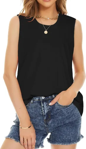 Miniatura 4 de Camiseta de verano para mujer, sin mangas, floral, casual, linda, holgada, bonita camiseta tipo túnica