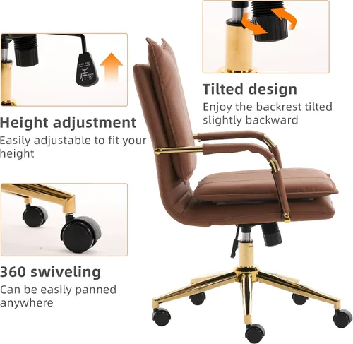 Miniatura 4 de Silla de oficina, cómoda silla de escritorio, silla giratoria de cuero, silla ergonómica para computadora con reposabrazos, silla de escritorio