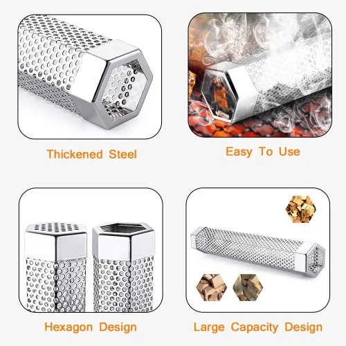 Miniatura 3 de Tubo de ahumador de pellets para parrilla, 12 pulgadas de acero inoxidable de alta calidad, tubo de pellets de madera para barbacoa de gas, carbón