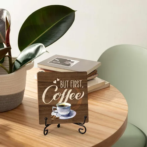 Miniatura 4 de Decoración de café de madera, pero primer regalo de café para amantes, letrero de mesa rústico para estación de cafetería, bar, tienda, cocina
