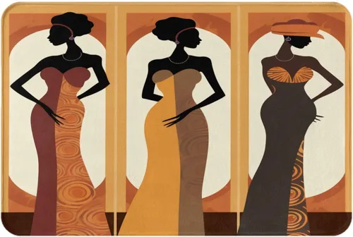 Tapete para puerta de entrada de mujer africana, tapete suave para cocina, para interiores, color negro, lavable, decoración del hogar, 23.6 x 15.7