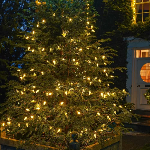 Miniatura 6 de Dazzle Bright C6 - Luces de Navidad a pilas, paquete de 2 unidades en total de 100 LED de 34 pies, luces multicolor con 8 modos, decoraciones