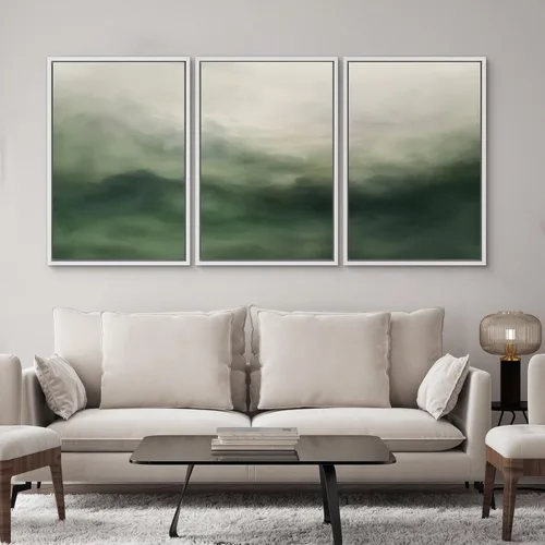 Miniatura 462 de SIGNWIN Lienzo enmarcado para pared, arte con pinceladas de flujo neutro en tonos beige abstractos, ilustraciones, arte moderno, decorativo