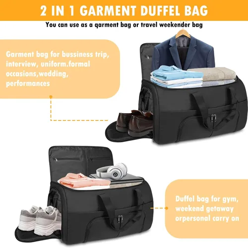 Miniatura 3 de Pucuwu - Bolsas de viaje para ropa de viaje, convertible para hombres y mujeres, almacenamiento en seco y húmedo, compartimento para zapatos, 2 en 1