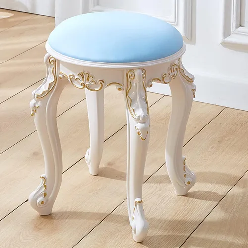 Miniatura 21 de Taburete de tocador, taburete de maquillaje, banco acolchado, asiento de piano en dormitorio, baño, pata de acero de plástico ABS, 16.9 in