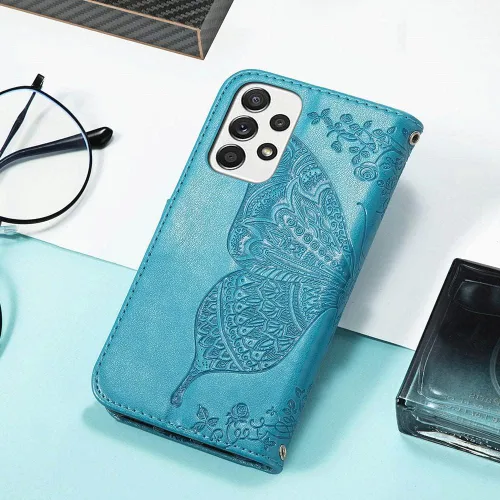 Miniatura 6 de Funda tipo cartera para Samsung Galaxy A53 5G, con tapa para mujer, con diseño de mariposa en relieve, de piel sintética, con ranuras para tarjetas