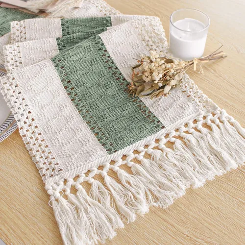 Miniatura 11 de FEXIA - Camino de mesa bohemio con borlas, para decoración del hogar, de macramé para decoración de habitación, comedor, dormitorio, despedida