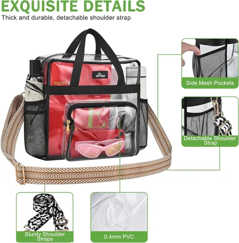 Miniatura 23 de MAY TREE Bolsa transparente para eventos en estadios de 12 x 6 x 12 pulgadas, bolsa de almuerzo transparente con correas reforzadas para trabajo
