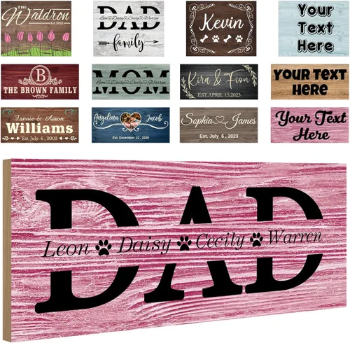 Miniatura 18 de Letreros personalizados de madera personalizados, decoración del hogar, regalos con texto, letreros de madera personalizados, tablero familiar