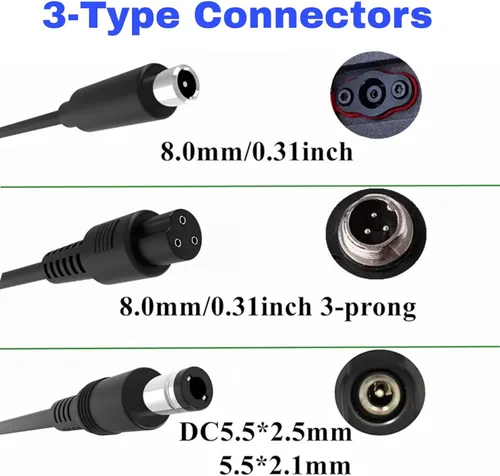 Miniatura 2 de Cargador universal 3 en 1 de 42V 2A/1.5A para Phantomgogo eléctrico de 36V A9 A8 Commuter R1, VOLPAM SP06 SP03, Aovo pro/Aovopro (36V) Sisigad