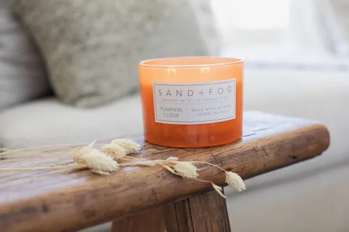 Miniatura 5 de Sand + Fog Vela aromática - Calabaza y Clavo – Fragancias y tamaños adicionales – Mecha 100% de algodón sin plomo - Velas de lujo en tarro