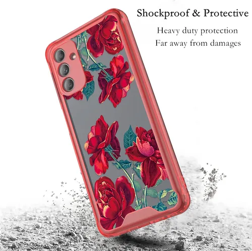 Miniatura 2 de Funda compatible para Samsung Galaxy A13, funda para Galaxy A13, material acrílico a prueba de golpes, con hermoso patrón de rosa para Samsung