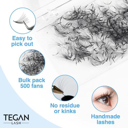 Miniatura 2 de TEGAN LASH 500 extensiones de pestañas Promade con volumen, pestañas postizas sueltas hechas a mano, de 3D a 16D, 0.03/0.05/0.07 de grosor, rizo