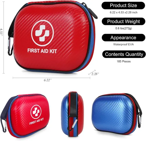 Miniatura 2 de Kit de primeros auxilios pequeño – Kit de emergencia impermeable de 185 piezas para el hogar, automóvil, oficina, viajes, camping, senderismo y al