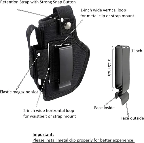Miniatura 4 de Funda de transporte oculta IWB OWB con ranura para cargador para mano derecha e izquierda se adapta a pistolas subcompactas a grandes, versión 2.0
