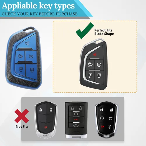 Miniatura 5 de para llavero de Cadillac con funda de TPU con superficie granulada y cuerda trenzada metálica, funda de llavero mejorada para 2020 en adelante CT4