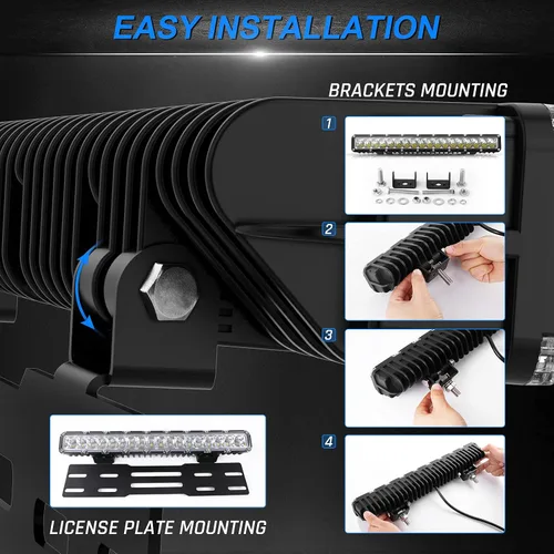 Miniatura 6 de Autofeel Barra de luz LED de 15 pulgadas – Luz de matrícula de una sola fila de 6000 K 6000 lm de inundación todoterreno y luces antiniebla