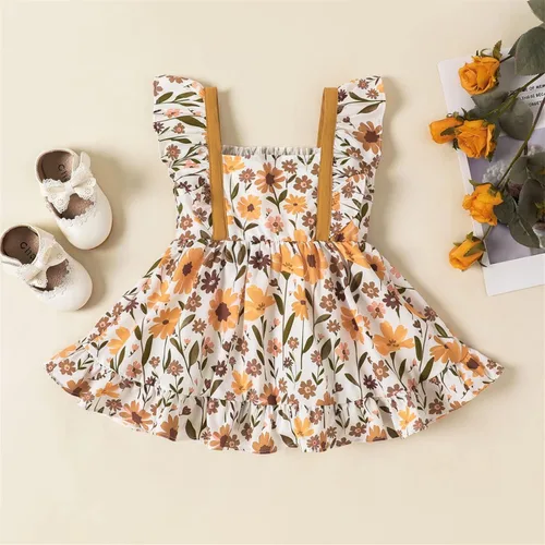 Miniatura 6 de PATPAT Vestido de verano para niñas con girasol, manga con volantes, casual, vestido de playa, falda de princesa, vestidos de verano