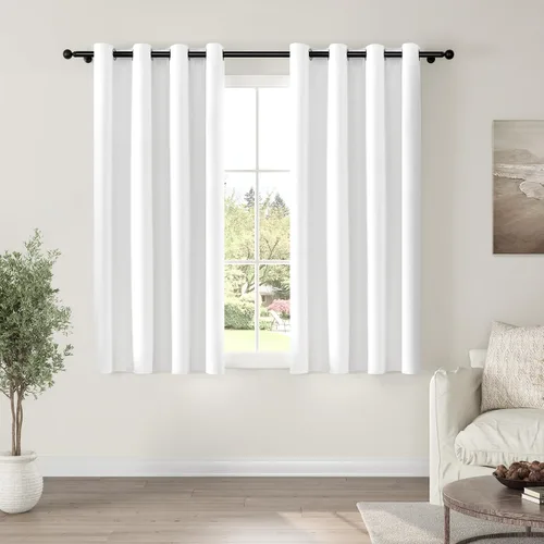 Miniatura 94 de ChrisDowa Cortinas 100% Opacas de Abedul Sólido de 45 Pulgadas de Largo, 2 Paneles para Dormitorio y Sala de Estar, Estilo Granja Oscurecedoras