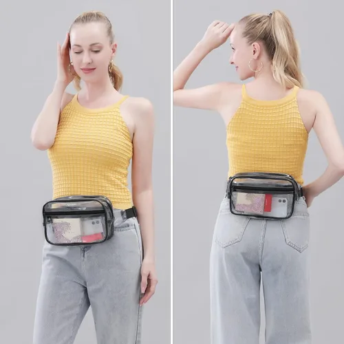 Miniatura 6 de Clearworld Riñonera transparente para mujeres y hombres, paquete de cintura aprobado por estadio con correa ajustable, bolsa de cinturón de moda