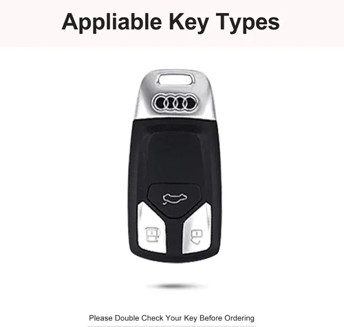 Miniatura 2 de Compatible con Funda para Llavero Audi con Llavero de Cuero Genuino Cristal Protección Completa Carcasa de Llave Compatible con Audi A4 Q7 Q5 TT A3