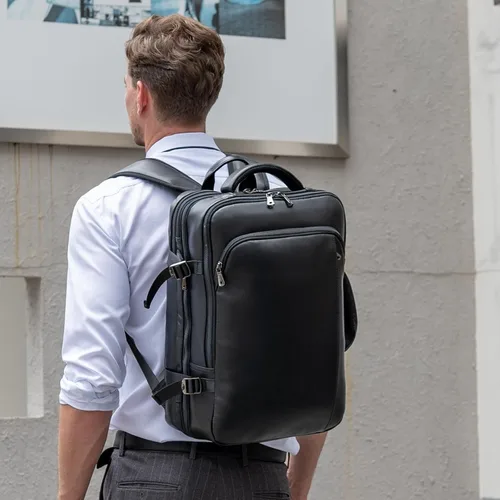 Miniatura 7 de Masa Kawa Mochila de cuero para laptop de 15.6 pulgadas para hombres expandible 36L viaje de negocios mochila Daypack Weekender Bag