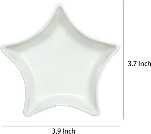 Miniatura 2 de SOCOSY Plato de cerámica multiusos en forma de estrella blanca para condimentos, platos para sushi, aperitivos, platos para servir platos