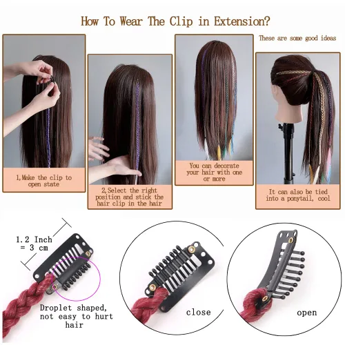 Miniatura 4 de Extensiones de cabello trenzado, 5 piezas de trenzas de bebé con fleco frontal, cabello largo trenzado, cabello natural suave para mujeres, uso