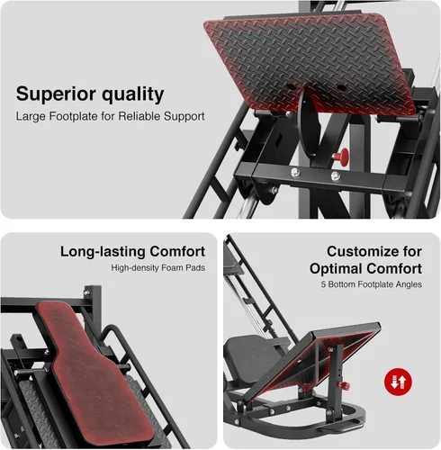 Miniatura 9 de Dripex Combo de máquina de sentadillas para gimnasio en casa, máquina de prensa de piernas ajustable para entrenamiento completo de la parte