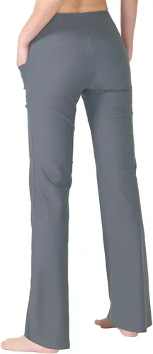 Miniatura 5 de Keolorn Pantalones de yoga para mujer con corte de bota y bolsillos, cintura alta, pantalones de entrenamiento para yoga