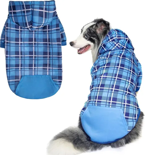 Miniatura 16 de EXPAWLORER - Sudadera con capucha para perro, estilo británico, suave y cálido con agujero para la correa, para clima frío, abrigo de invierno
