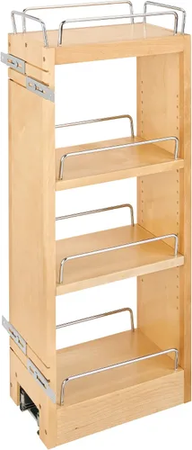 Miniatura 12 de Rev-A-Shelf Organizador de estante extraíble de 8 pulgadas para gabinetes de cocina y baño, estante deslizante de madera para especias o medicinas
