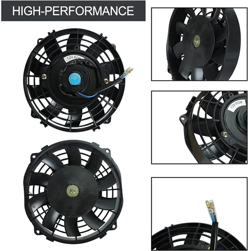 Miniatura 4 de Radiador universal de 15 filas de radiador de transmisión remota, enfriador de aceite de aluminio con ventilador de refrigeración negro de 7
