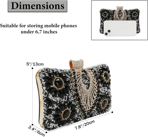 Miniatura 2 de COAIMANEY Bolso de mano de lentejuelas brillantes con diamantes de imitación para mujer, bolso de mano de noche, bolso de hombro para boda, fiesta