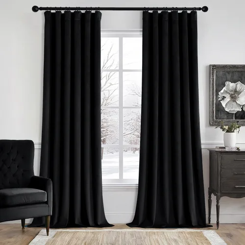 Miniatura 24 de MIULEE Cortinas de terciopelo de 84 pulgadas de largo, juego de 2 paneles para dormitorio, con pestaña trasera plisada, de lujo, aislamiento