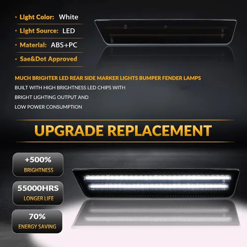 Miniatura 3 de Luces LED de Marcador Lateral Traseras Blancas Reflectores de Lámpara de Parachoques para Dodge Challenger 2008-14 y Charger 2011-14, 2 Piezas