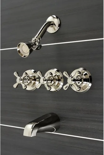 Miniatura 6 de Kingston Brass KB233AXAB Grifo victoriano de triple mango para bañera y ducha en latón antiguo