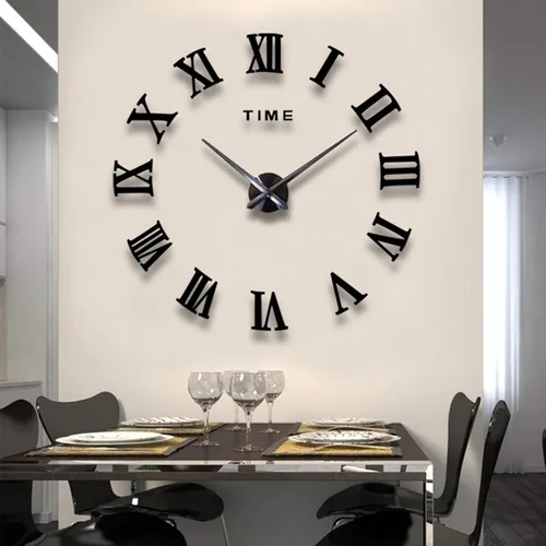 FASHION in THE CITY Espejo Superficie 3D DIY Relojes de pared Diseño moderno Sala Relojes de pared decorativos (negro)