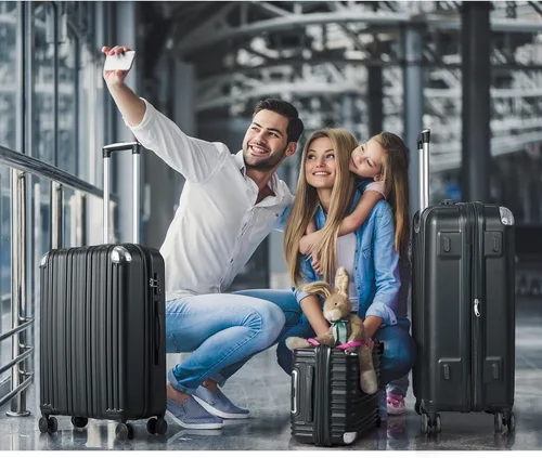Miniatura 8 de SunnyTour Juego de equipaje expandible con ruedas giratorias dobles, juego de maleta dura de 3 piezas para viajes de familiares y amigos, Negro