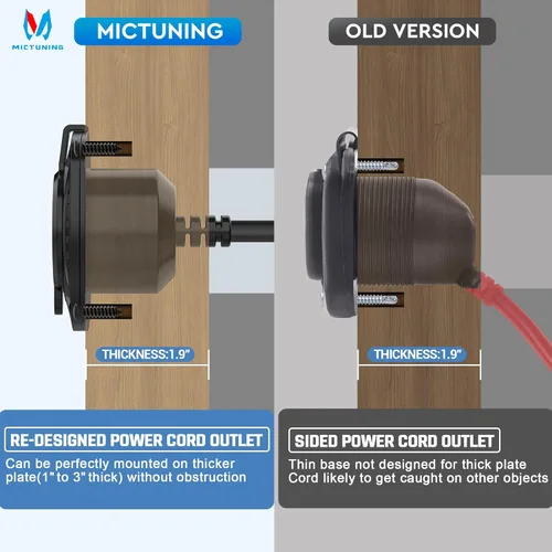 Miniatura 4 de MICTUNING Enchufe de puerto de CA de 20 pulgadas de 15 A con cable de extensión integrado de alta resistencia con tapa y sierra de agujero