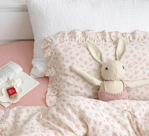 Miniatura 5 de BuLuTu Funda de almohada de algodón para niños pequeños, tamaño estándar, estampado de flores de Galsang, suave funda de almohada de viaje con borde