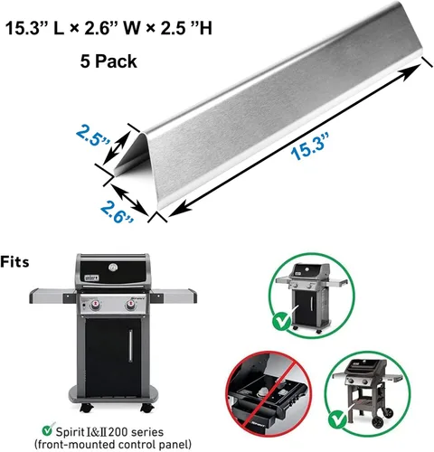 Miniatura 4 de Uniflasy 7636 Barras Saborizadoras de Acero Inoxidable para Weber Spirit 300 y GS4 Spirit II 300 Series, Spirit E310 E320 E330 S310 S320 S330