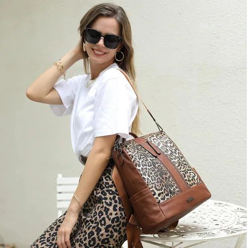 Miniatura 10 de CLUCI - Mochila de cuero para mujer, convertible, grande, para viajar, de diseñadora, moda, casual, bolso de hombro universitario
