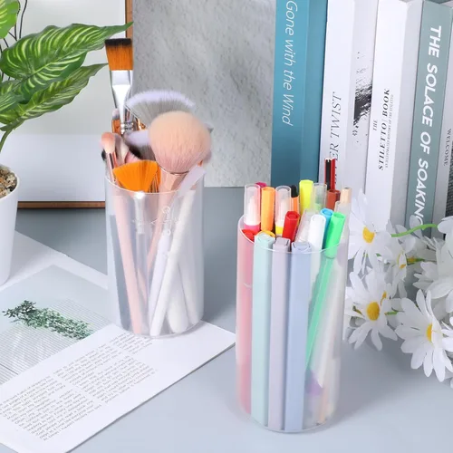 Miniatura 6 de Porta brochas de maquillaje retráctiles de plástico transparente portátil, organizador de cosméticos de viaje, accesorios de maquillaje, tazas