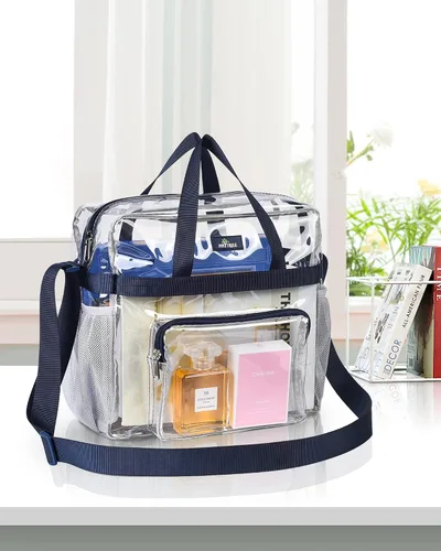 Miniatura 76 de MAY TREE Bolsa transparente para eventos en estadios de 12 x 6 x 12 pulgadas, bolsa de almuerzo transparente con correas reforzadas para trabajo
