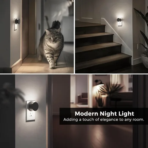 Miniatura 7 de L LOHAS LED Luces nocturnas enchufables a la pared, [paquete de 2] Luz nocturna enchufable con sensor de luz, brillo ajustable, luz blanca diurna